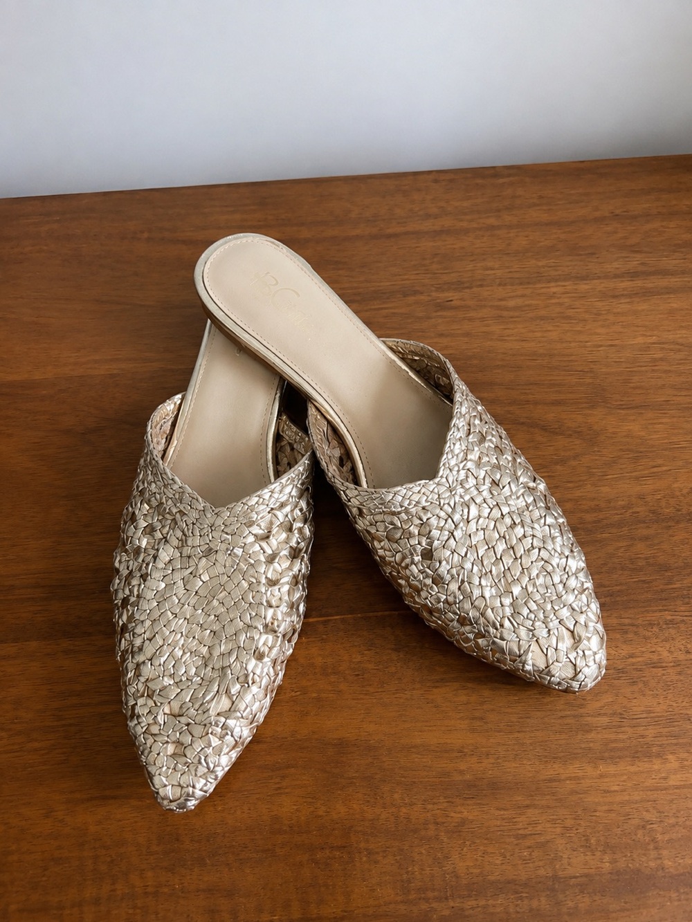 42 Gold- Woven Pointed-Toe Mule - Gold NWT